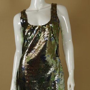 $3100 Versace Floral Sequin Strapless Dress 44 14 Medium Black Green Yellow Blue